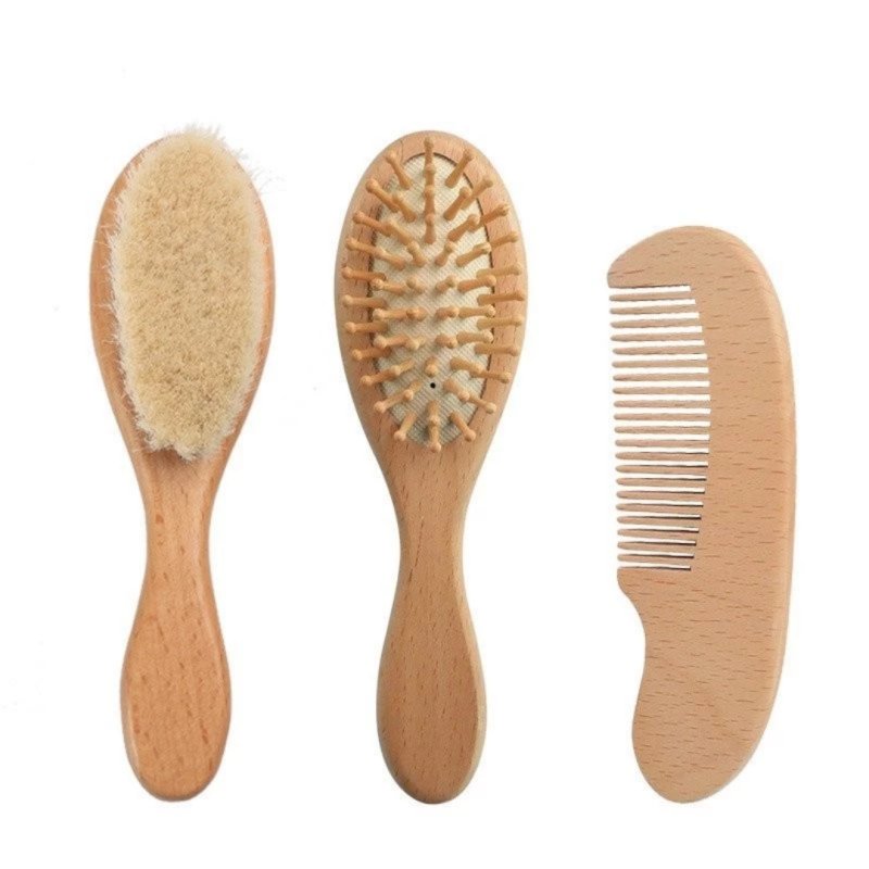 Escova Cabelo Lã Natural Massageador Bebê Infantil